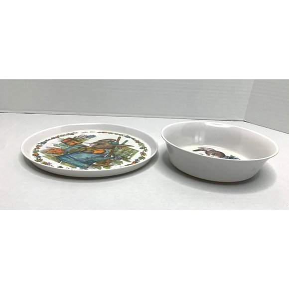 Vintage Bunny Rabbit 2 pc Plate Bowl Set Silite 3101 - Picture 3 of 4